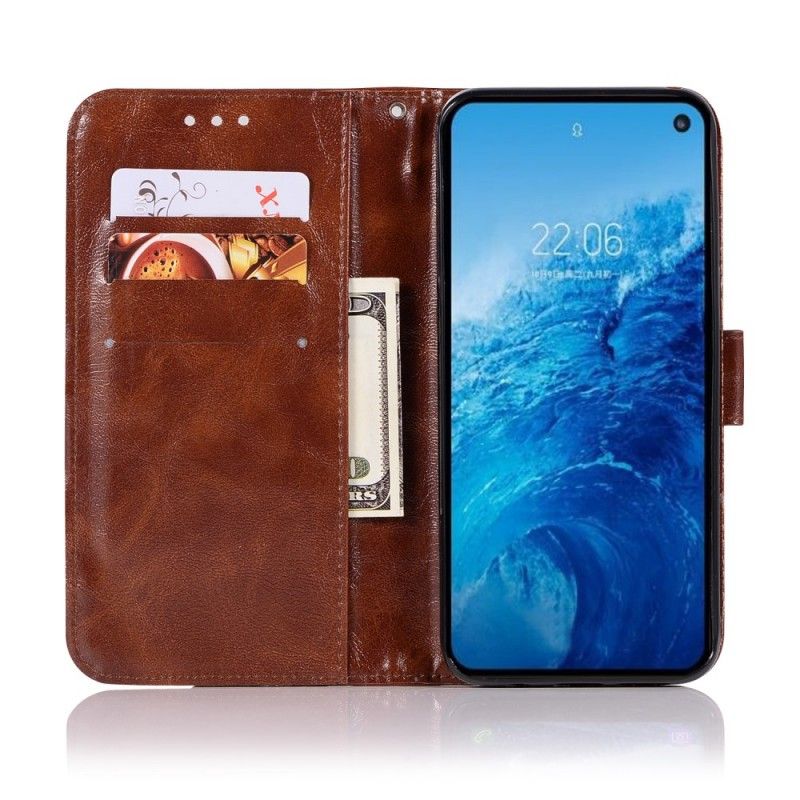 Skórzany Futerał Samsung Galaxy S10e Etui na Telefon Efekt Skóry W Stylu Vintage Z Paskiem