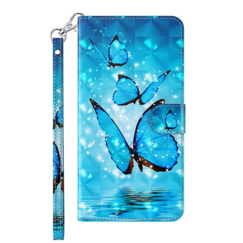 Etui Folio do Poco M3 Pro 5G Niebieskie Motyle