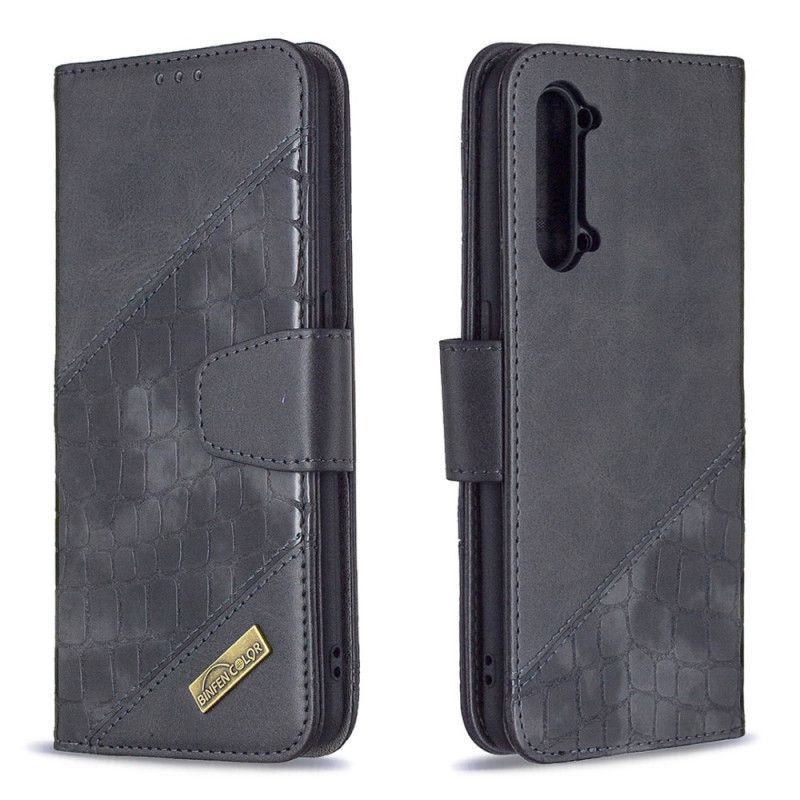 Etui Folio Oppo Find X2 Lite Szary Czarny Klasyczny Efekt Skóry Krokodyla Etui Ochronne