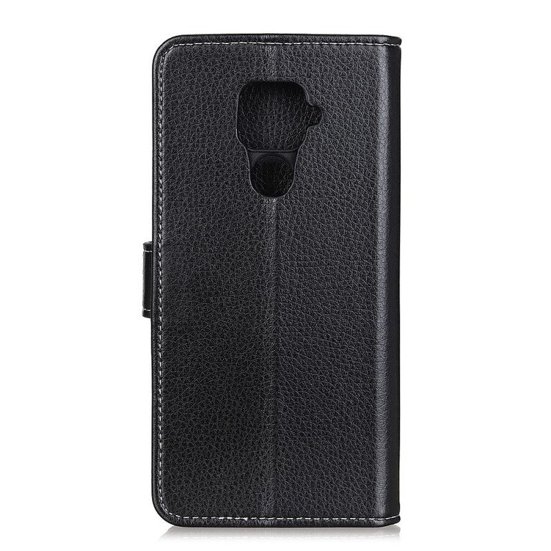 Etui Folio Xiaomi Redmi Note 9 Biały Czarny Szwy Z Efektem Skóry Liczi