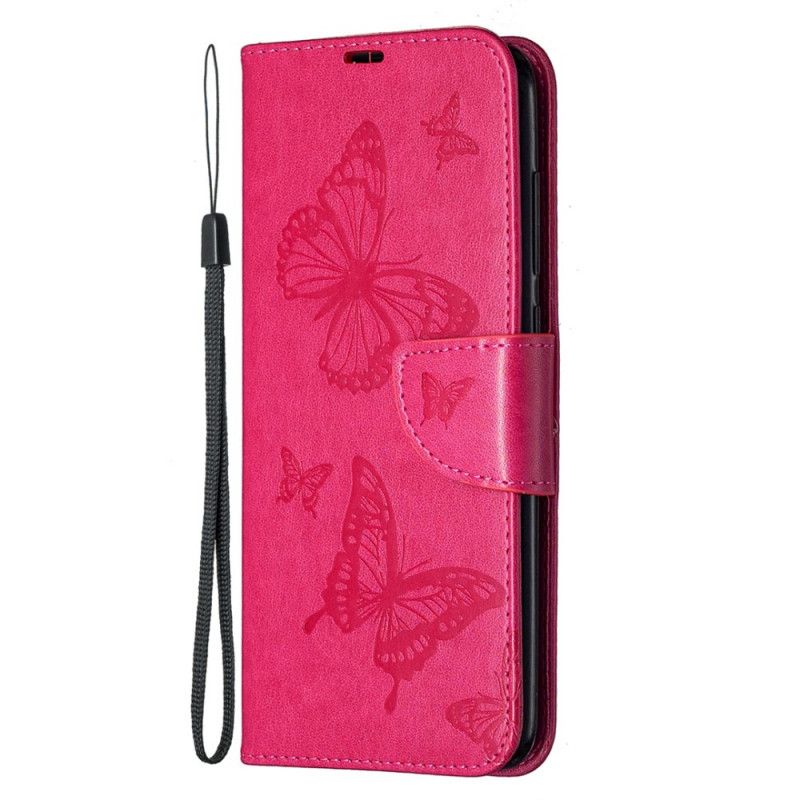 Etui Folio Xiaomi Redmi Note 9 Magenta Szary Motyle I Ukośna Klapa Etui Ochronne