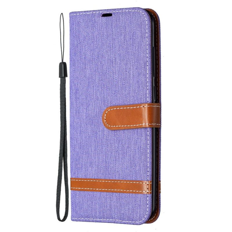 Etui Folio Xiaomi Redmi Note 9 Szary Czarny Efekt Tkaniny I Skóry