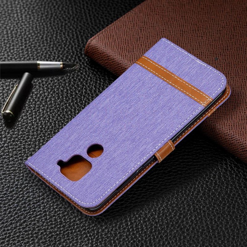 Etui Folio Xiaomi Redmi Note 9 Szary Czarny Efekt Tkaniny I Skóry