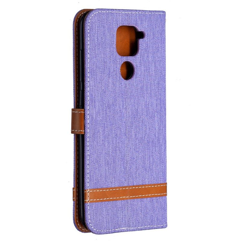 Etui Folio Xiaomi Redmi Note 9 Szary Czarny Efekt Tkaniny I Skóry