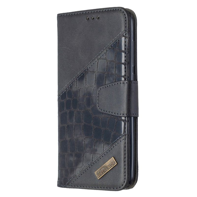 Etui Folio Xiaomi Redmi Note 9 Szary Czarny Klasyczny Efekt Skóry Krokodyla Etui Ochronne