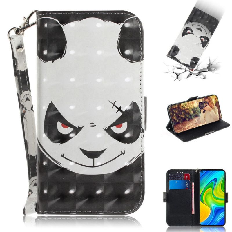 Etui Folio Xiaomi Redmi Note 9 Wściekła Panda Ze Stringami