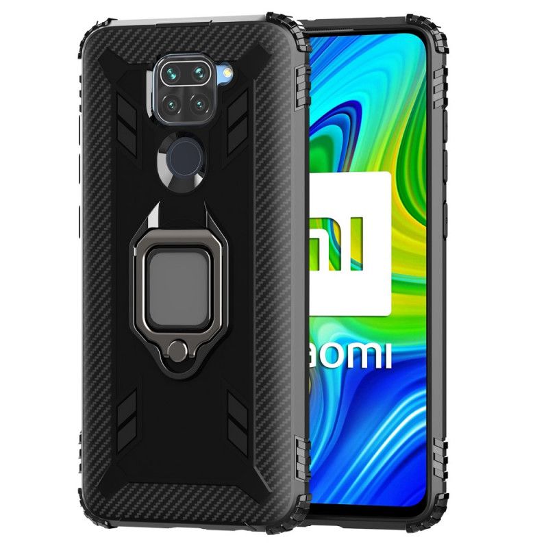 Etui Xiaomi Redmi Note 9 Czerwony Czarny Pierścień I Włókno Węglowe