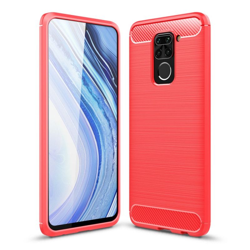 Etui Xiaomi Redmi Note 9 Czerwony Czarny Szczotkowane Włókno Węglowe Etui Ochronne