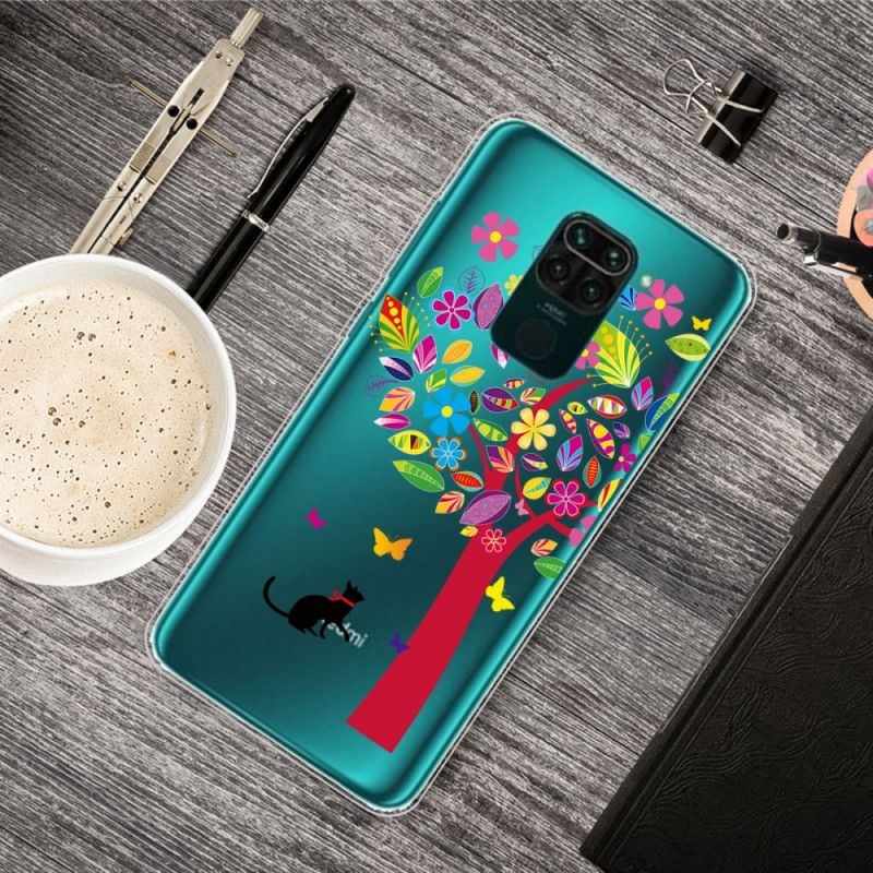 Etui Xiaomi Redmi Note 9 Kot Pod Kolorowym Drzewkiem