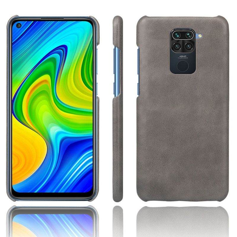 Etui Xiaomi Redmi Note 9 Szary Czarny Efekt Skóry Ksq