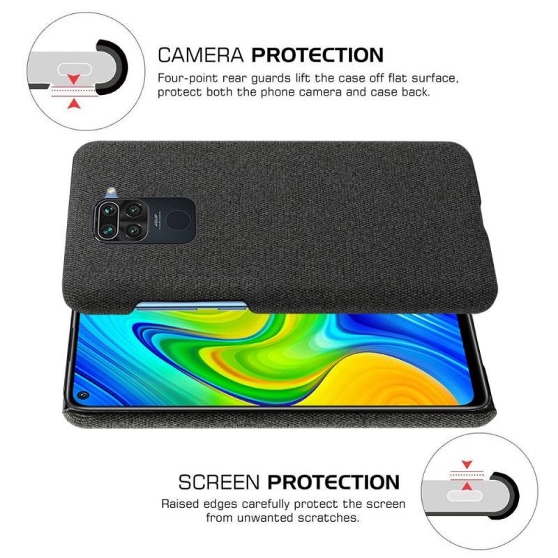 Etui Xiaomi Redmi Note 9 Szary Czarny Tekstura Tkaniny