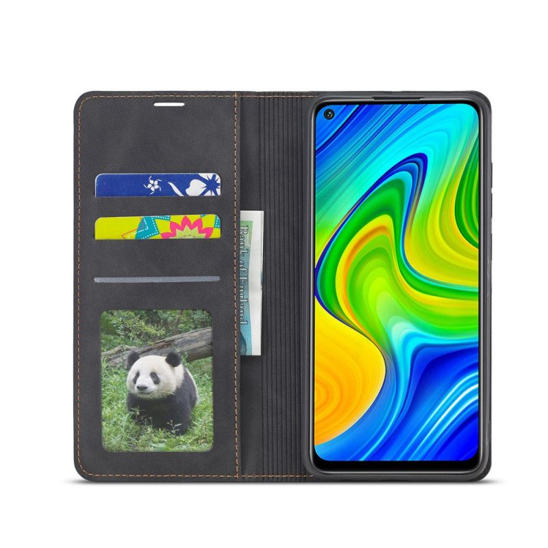 Flip Kotelot Xiaomi Redmi Note 9 Czerwony Czarny Efekt Skóry Forwenw