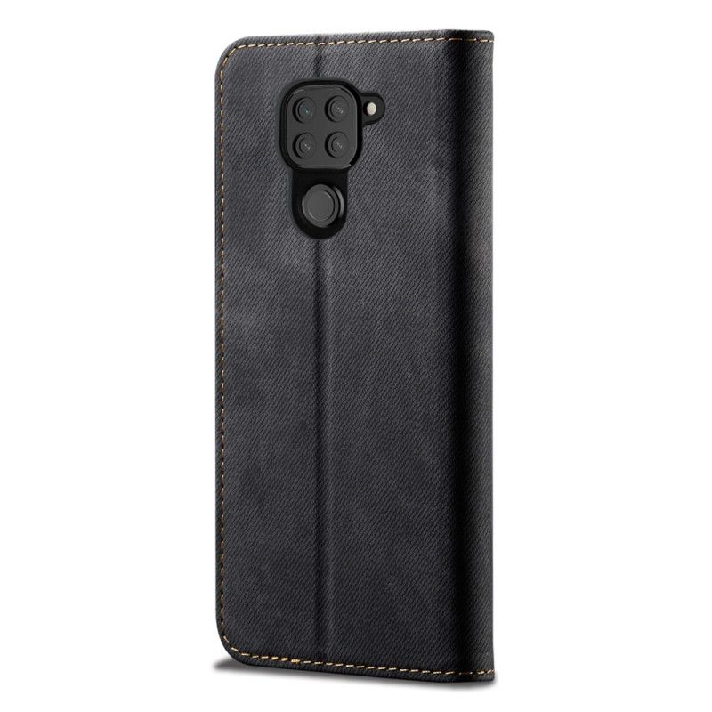 Flip Kotelot Xiaomi Redmi Note 9 Granatowy Czarny Tkanina Dżinsowa