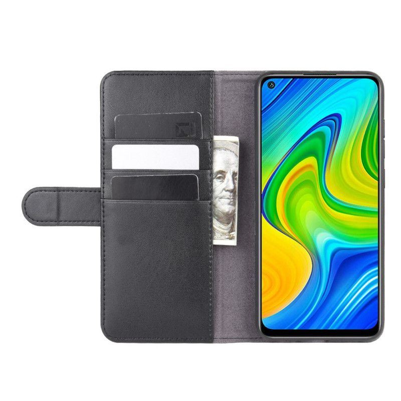 Obudowa Xiaomi Redmi Note 9 Brązowy Czarny Prawdziwa Dwoina Skórzana