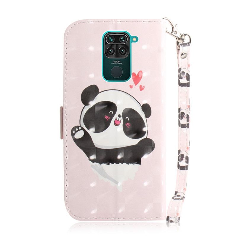 Skórzany Futerał Xiaomi Redmi Note 9 Etui na Telefon Panda Love Ze Stringami