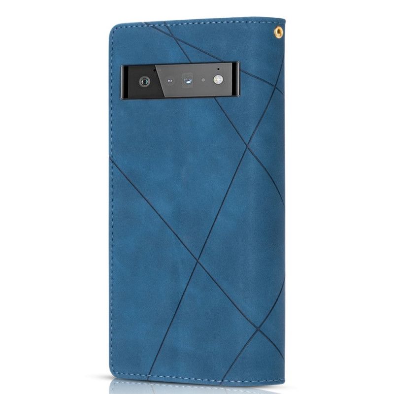 Etui Folio Do Google Pixel 6 Pro Dwukolorowa Graficzna Kieszeń Zapinana Na Zamek