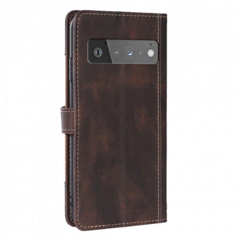 Etui Folio Do Google Pixel 6 Pro Faux Leather Bicolor Stylowy