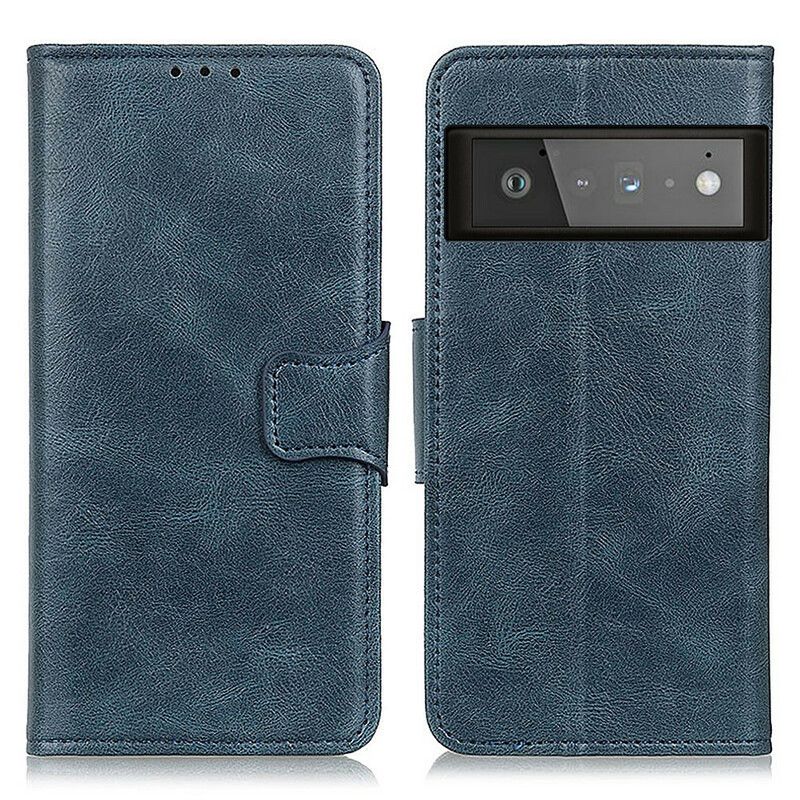 Etui Folio Do Google Pixel 6 Pro Litchi Skórzane Zapięcie Dwustronne