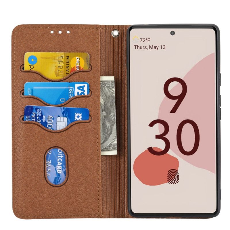 Etui Folio Do Google Pixel 6 Pro Style Tkany Skórzany Pasek