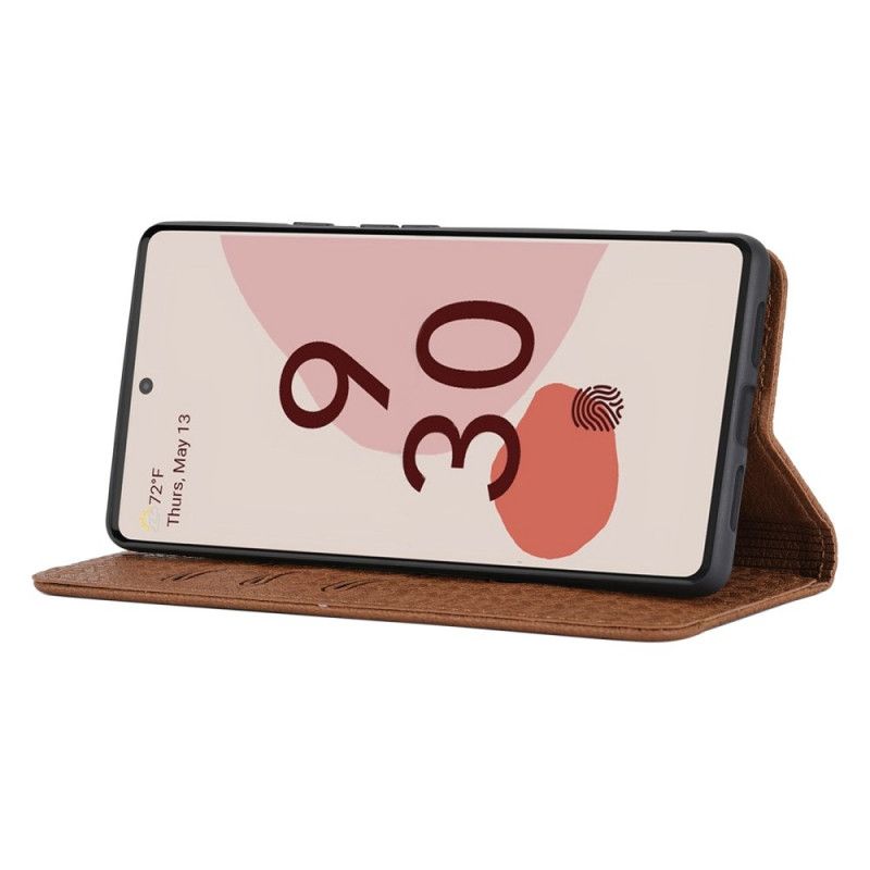 Etui Folio Do Google Pixel 6 Pro Style Tkany Skórzany Pasek