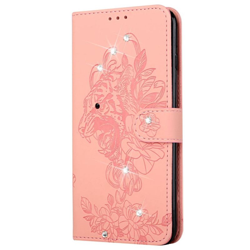 Etui Folio Google Pixel 6 Pro Barokowy Tygrys I Strass Etui Ochronne