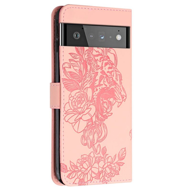 Etui Folio Google Pixel 6 Pro Barokowy Tygrys I Strass Etui Ochronne