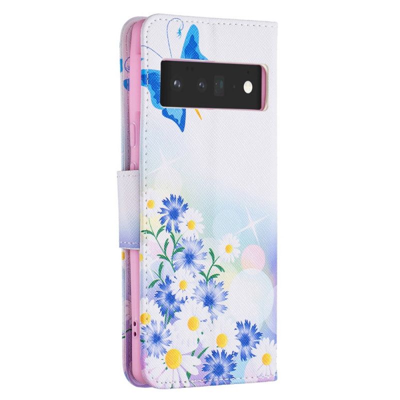 Etui Folio Google Pixel 6 Pro Malowane Motyle