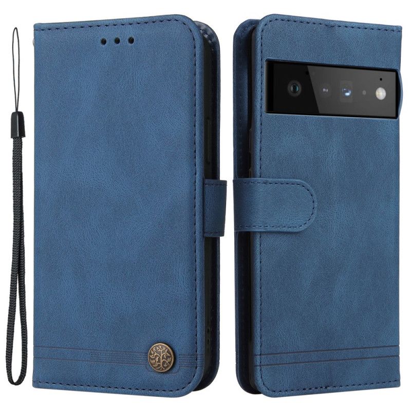 Etui Folio Google Pixel 6 Pro Nit I Pasek Z Imitacji Skóry Etui Ochronne