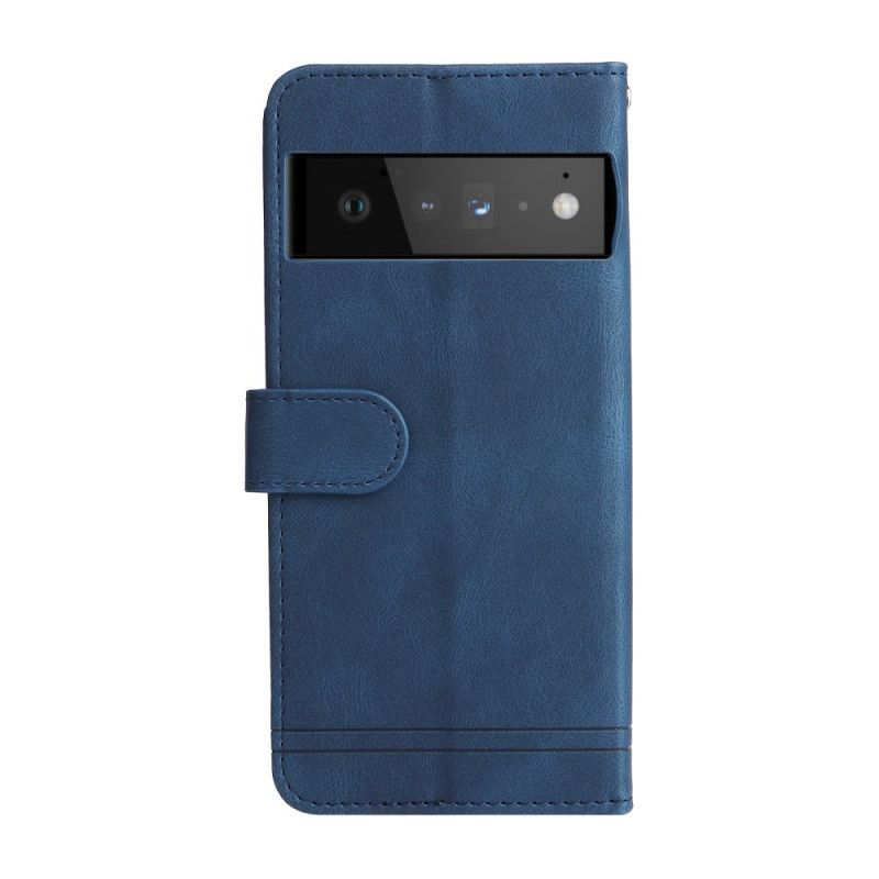 Etui Folio Google Pixel 6 Pro Nit I Pasek Z Imitacji Skóry Etui Ochronne