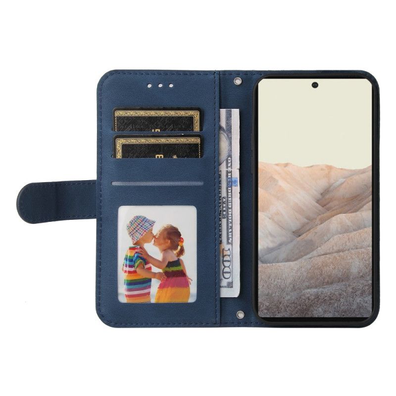 Etui Folio Google Pixel 6 Pro Nit I Pasek Z Imitacji Skóry Etui Ochronne