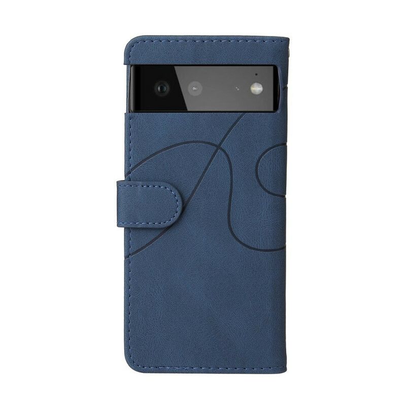 Etui Folio Google Pixel 6 Pro Podpis Dwukolorowa Sztuczna Skóra