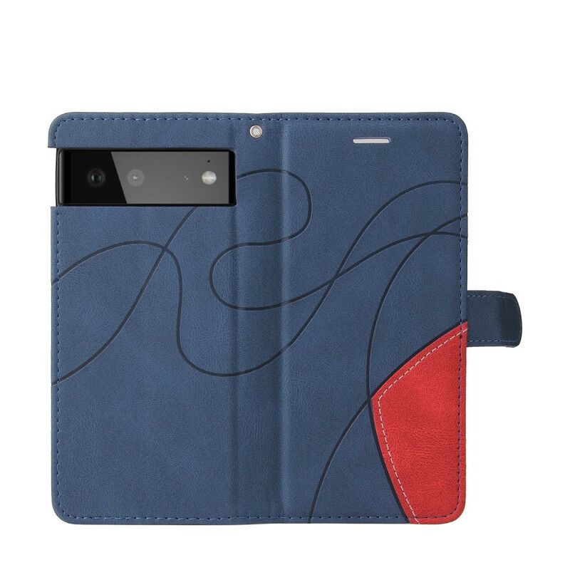 Etui Folio Google Pixel 6 Pro Podpis Dwukolorowa Sztuczna Skóra