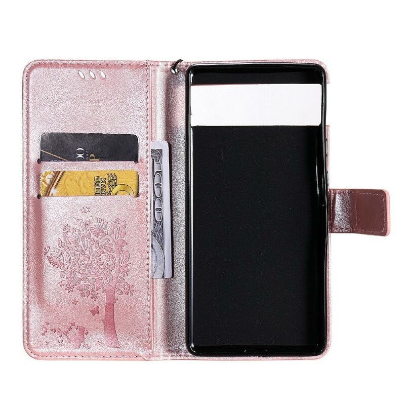 Etui Folio Google Pixel 6 Pro Stringi Drzewo I Sowy Etui Ochronne