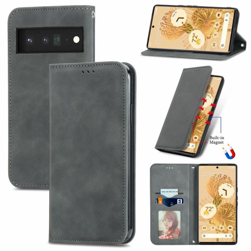 Flip Kotelot Google Pixel 6 Pro Etui Na Telefon Skórka W Stylu Vintage