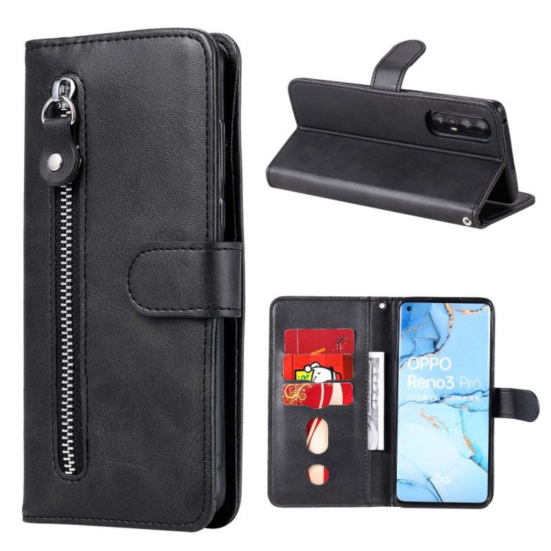 Etui Folio Oppo Find X2 Neo Czerwony Czarny Portmonetka W Stylu Vintage Etui Ochronne