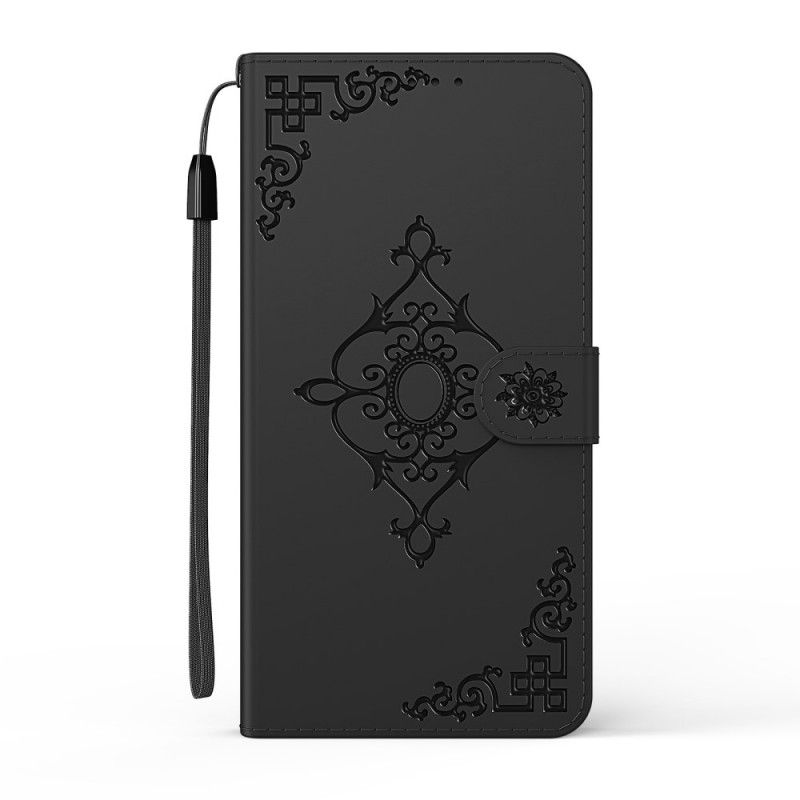 Etui Folio Samsung Galaxy Note 20 Ultra Czerwony Czarny Barokowy Kwiat Z Paskiem