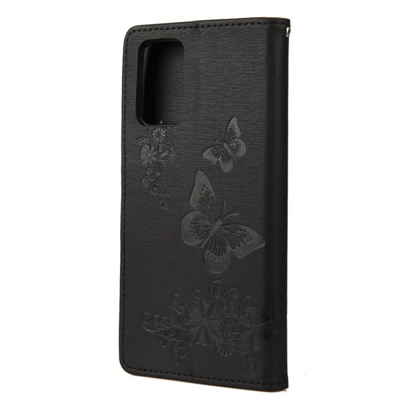 Etui Folio Samsung Galaxy Note 20 Ultra Czerwony Czarny Wspaniałe Motyle Stringi Etui Ochronne