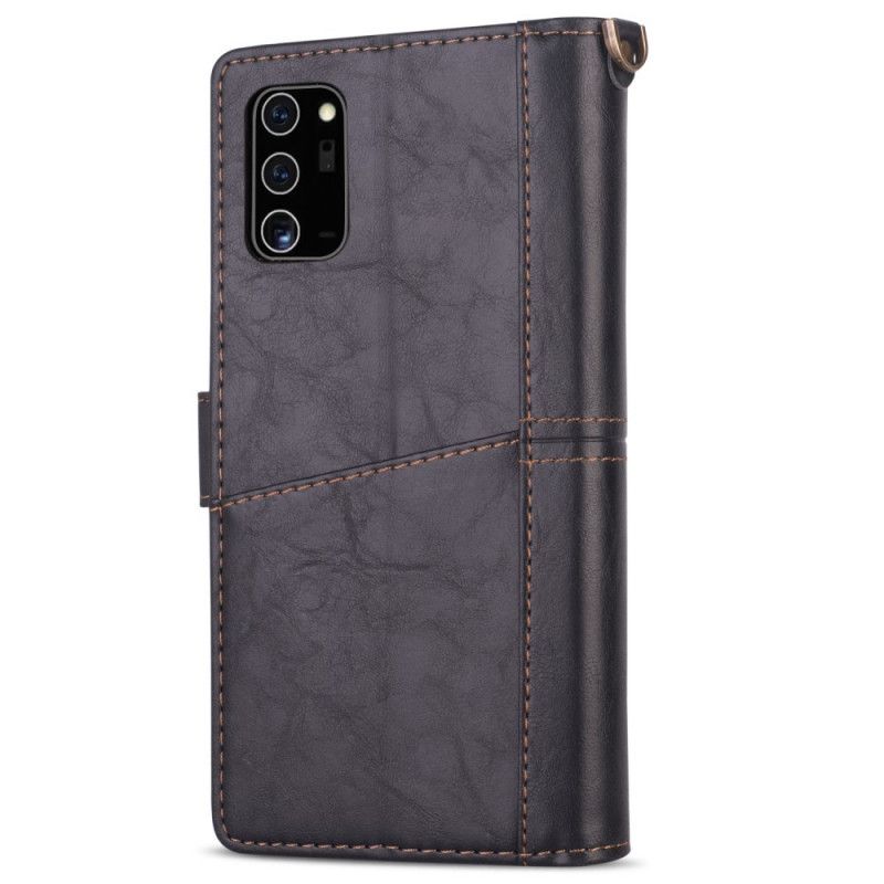 Etui Folio Samsung Galaxy Note 20 Ultra Czerwony Czarny Zapięcie Retro I Rozcięcie Z Tyłu Etui Ochronne