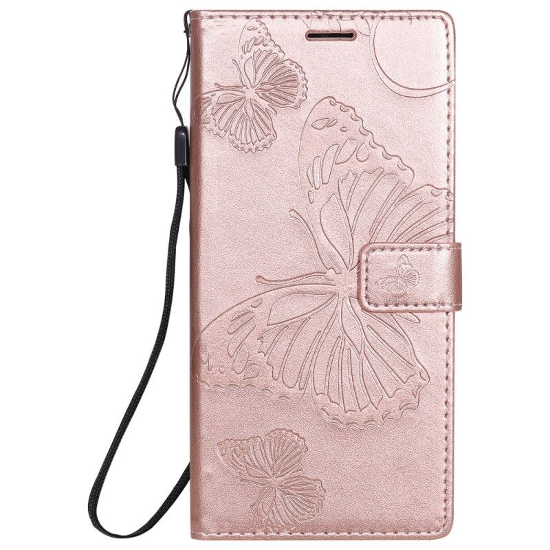 Etui Folio Samsung Galaxy Note 20 Ultra Czerwony Szary Gigantyczne Motyle Stringi