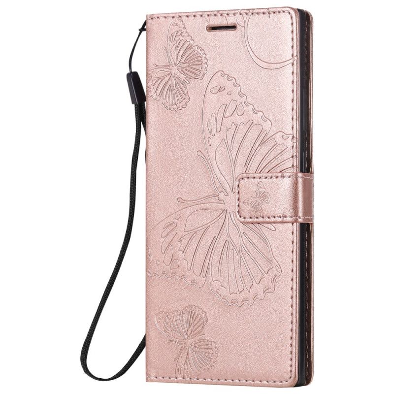 Etui Folio Samsung Galaxy Note 20 Ultra Czerwony Szary Gigantyczne Motyle Stringi