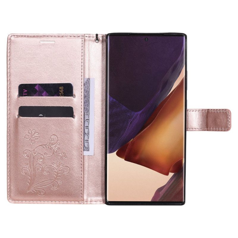 Etui Folio Samsung Galaxy Note 20 Ultra Czerwony Szary Gigantyczne Motyle Stringi