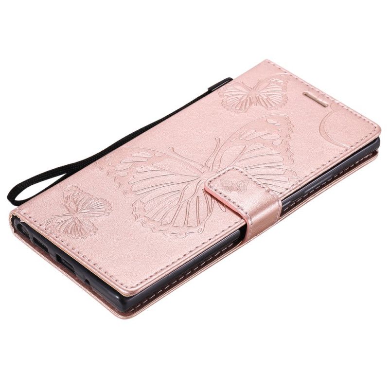 Etui Folio Samsung Galaxy Note 20 Ultra Czerwony Szary Gigantyczne Motyle Stringi