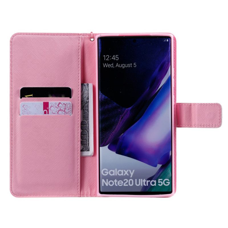 Etui Folio Samsung Galaxy Note 20 Ultra Jasnoróżowy Kot Etui Ochronne