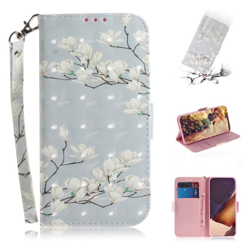 Etui Folio Samsung Galaxy Note 20 Ultra Kwitnące Drzewo Ze Stringami Etui Ochronne