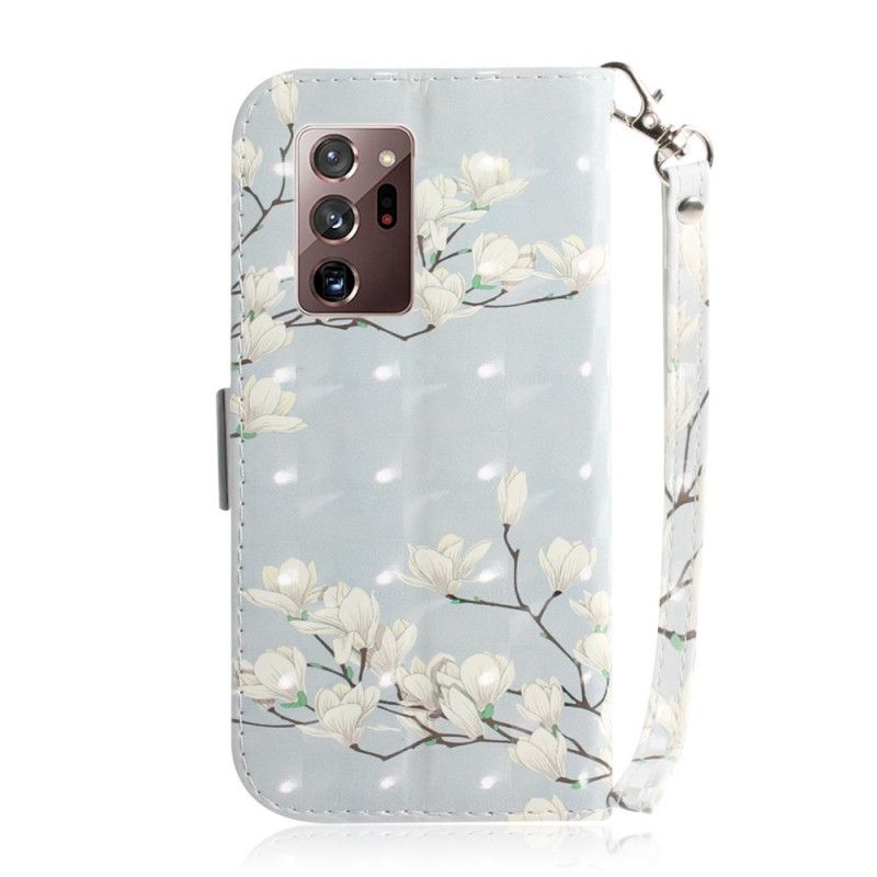 Etui Folio Samsung Galaxy Note 20 Ultra Kwitnące Drzewo Ze Stringami Etui Ochronne