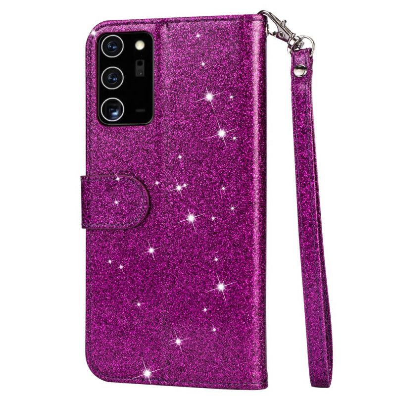 Etui Folio Samsung Galaxy Note 20 Ultra Magenta Czarny Portmonetka Z Brokatem Etui Ochronne