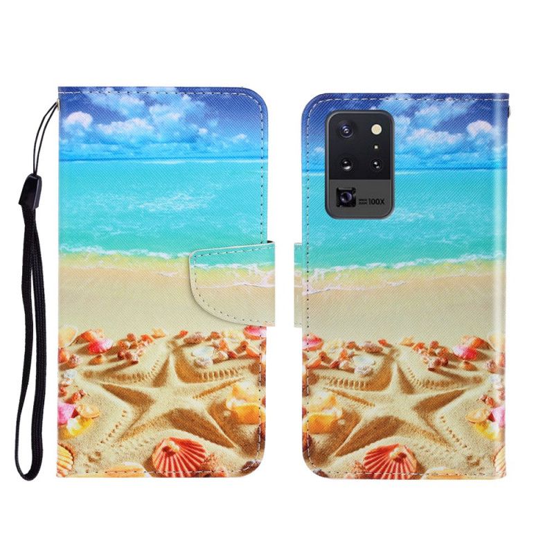 Etui Folio Samsung Galaxy Note 20 Ultra Plaża Z Paskiem Etui Ochronne