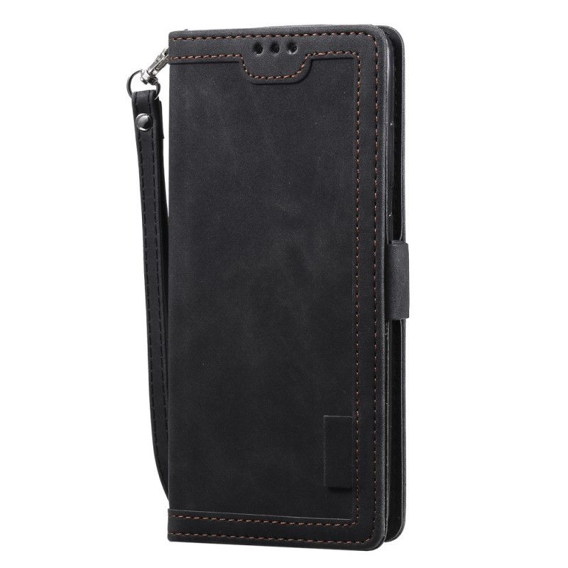 Etui Folio Samsung Galaxy Note 20 Ultra Szary Czarny Ekoskóra Retro Z Paskiem