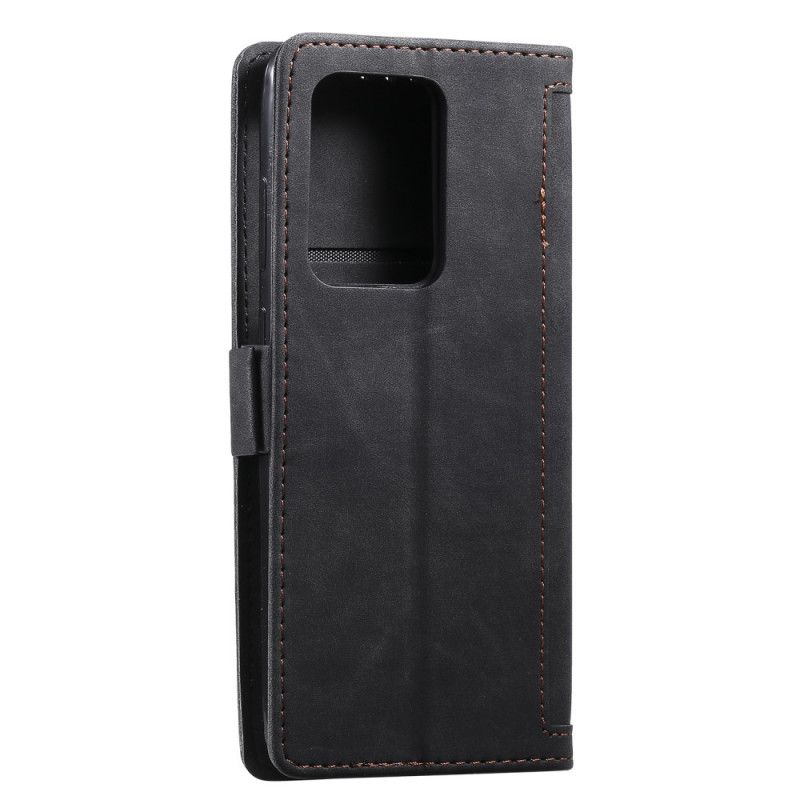 Etui Folio Samsung Galaxy Note 20 Ultra Szary Czarny Ekoskóra Retro Z Paskiem