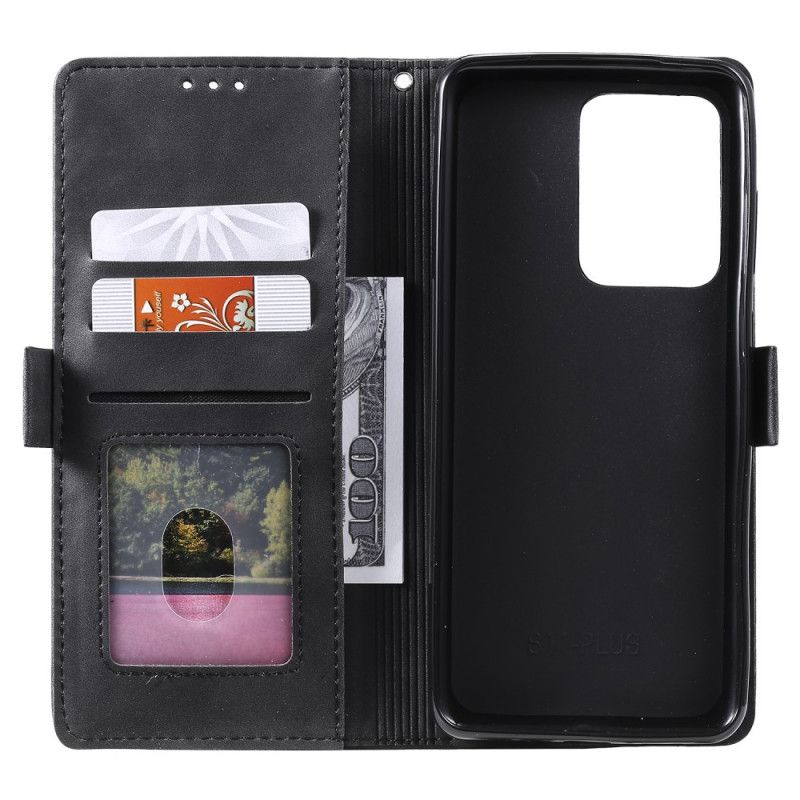 Etui Folio Samsung Galaxy Note 20 Ultra Szary Czarny Ekoskóra Retro Z Paskiem